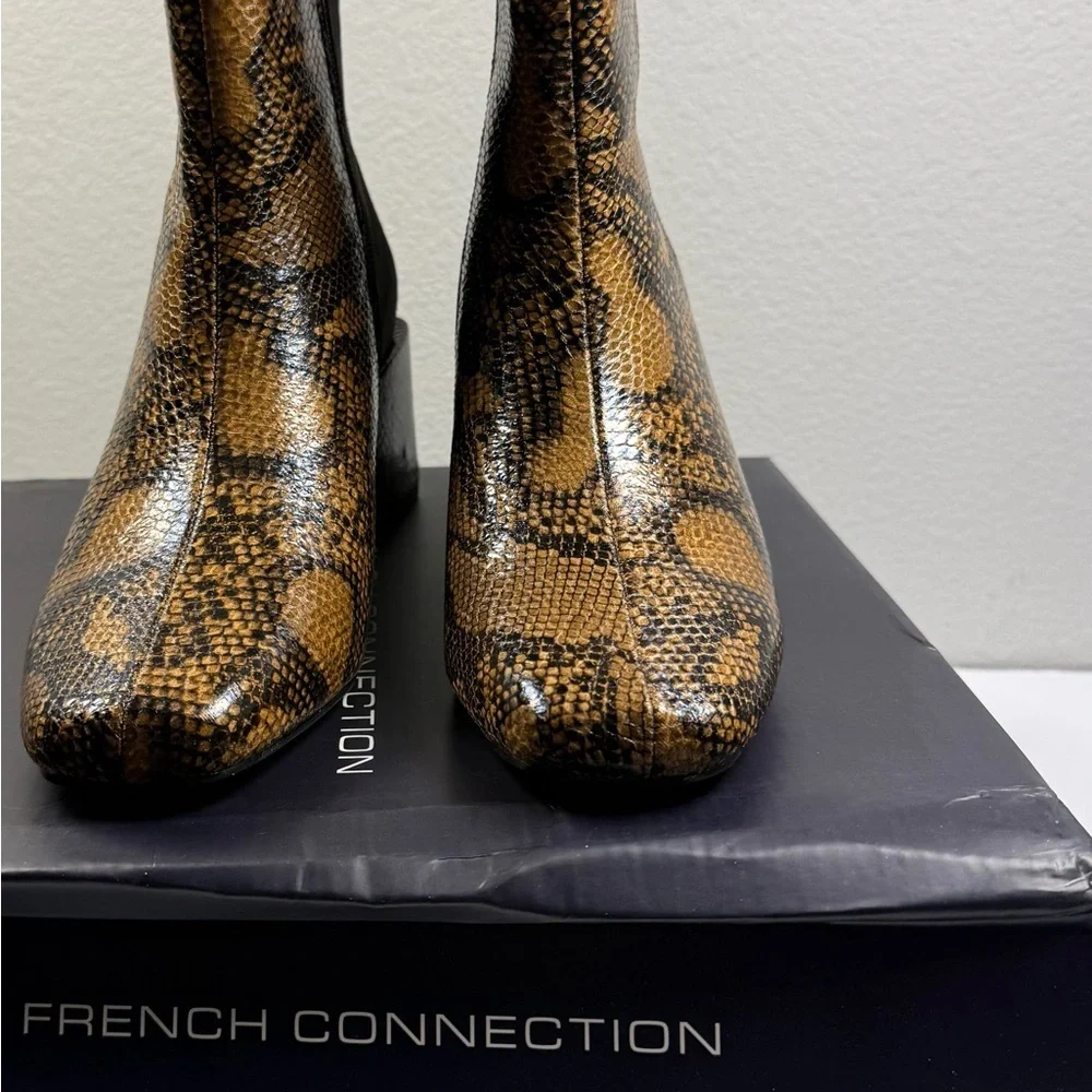 French Connection Two-Toned Brown Snake Print Boots
